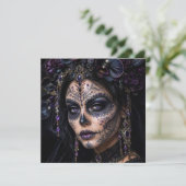 Amethyst Orchide Calavera – Gotische Suiker Schede Kaart (Staand voorkant)