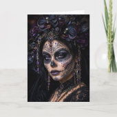 Amethyst Orchide Calavera – Gotische Suiker Schede Kaart (Voorkant)