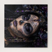 Amethyst Orchide Calavera – Gotische Suiker Schede Legpuzzel (Horizontaal)