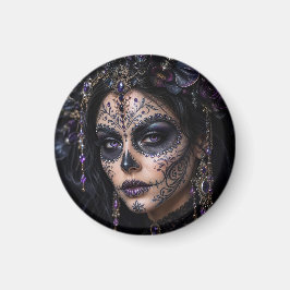Amethyst Orchide Calavera – Gotische Suiker Schede Magneet