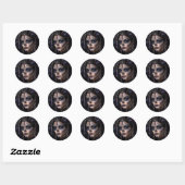 Amethyst Orchide Calavera – Gotische Suiker Schede Ronde Sticker (Vel)