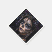 Amethyst Orchide Calavera – Gotische Suiker Schede Servet (Hoek)