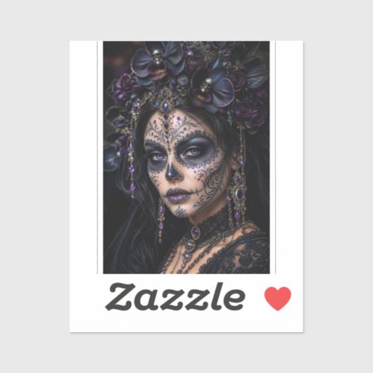 Amethyst Orchide Calavera – Gotische Suiker Schede Sticker (Vel)