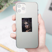 Amethyst Orchide Calavera – Gotische Suiker Schede Sticker (Telefoon)