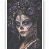 Amethyst Orchide Calavera – Gotische Suiker Schede Sticker (Voorkant)