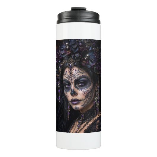 Amethyst Orchide Calavera – Gotische Suiker Schede Thermosbeker (Voorkant)