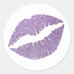 Amethyst Orchidee Glitter Lippen Print Ronde Sticker