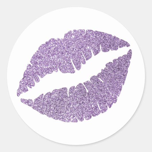 Amethyst Orchidee Glitter Lippen Print Ronde Sticker (Voorkant)