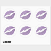 Amethyst Orchidee Glitter Lippen Print Ronde Sticker (Vel)