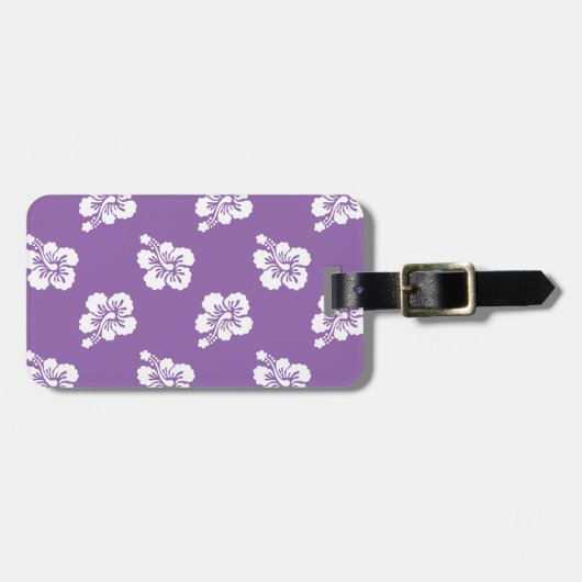 Amethyst Orkidee en Witte Hibiscus Bloemen Bagagelabel (Voorkant horizontaal)