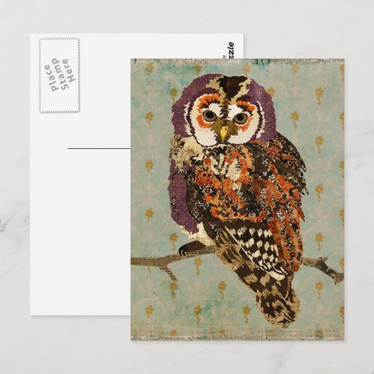 Amethyst Owl Blue Briefkaart (Voorkant / Achterkant)