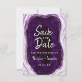 Amethyst Paars en Silver Geode Agate Marble Modern Save The Date (Voorkant)