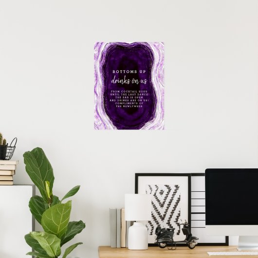 Amethyst Paars en Silver Geode Open Bar Teken Poster (Thuiskantoor)