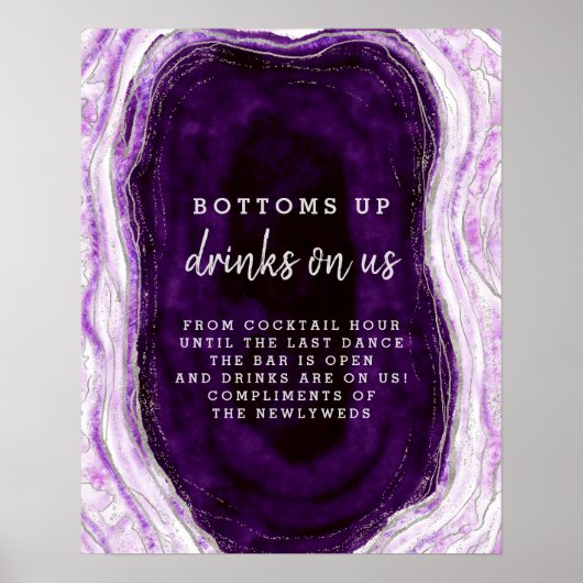 Amethyst Paars en Silver Geode Open Bar Teken Poster (Voorkant)