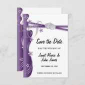 Amethyst Paars en Silver Save The Date (Voorkant / Achterkant)