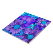 Amethyst Paars en Turquoise Blue Daisies Tegeltje (Zijkant)