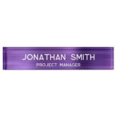 Amethyst Paars geborsteld metaal minimalistische n Naambordje (Voorkant)