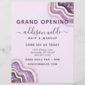 Amethyst Paars Glitter Agate Geode Business Flyer (Achterkant)