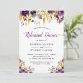 Amethyst Paars Gold Floral repesal Dinner Kaart (Staand voorkant)