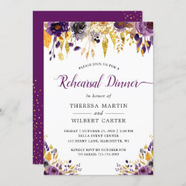 Amethyst Paars Gold Floral repesal Dinner Kaart