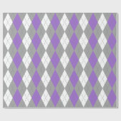 Amethyst Paars Houtskool Donkergrijs Wit XL Argyle Cadeaupapier (Vlak)