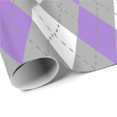 Amethyst Paars Houtskool Donkergrijs Wit XL Argyle Cadeaupapier (Rol Hoek)