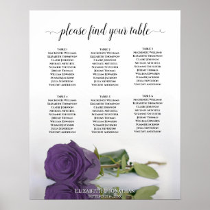 Amethyst Paars Roos 6 Tafel-bruiloft Poster