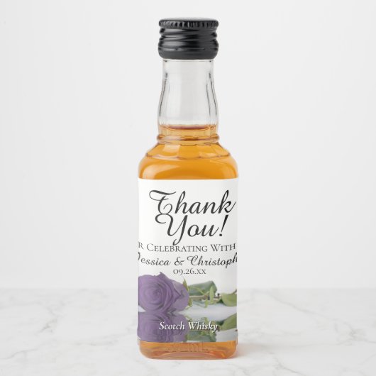 Amethyst Paars Roos Classy Wedding Bedankt Mini Likeurfles Etiket (Voorkant)