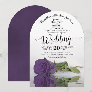 Amethyst Paars Roos Elegant Romantic Wedding Kaart