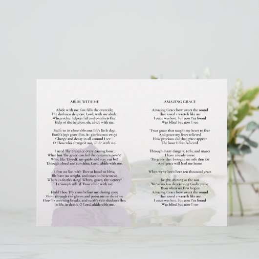 Amethyst Paars Roos Wedding Program Insert - Volle (Staand voorkant)