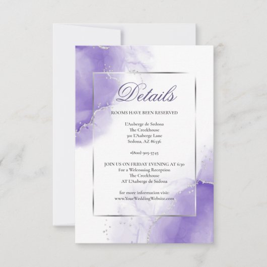 Amethyst Paars Script Silver - Gegevens Kaart (Voorkant)