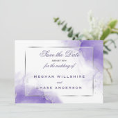 Amethyst Paars Script Silver Kaart (Staand voorkant)