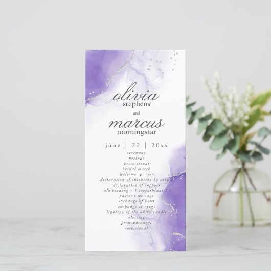 Amethyst Paars Script Silver Program (Staand voorkant)