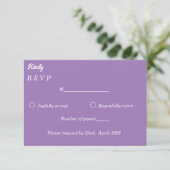 Amethyst Paars & Wit Minimalistisch Reactiekaart RSVP Kaartje (Staand voorkant)
