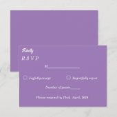 Amethyst Paars & Wit Minimalistisch Reactiekaart RSVP Kaartje (Voorkant / Achterkant)