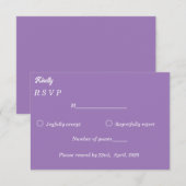 Amethyst Paars & Wit Minimalistisch Reactiekaart RSVP Kaartje (Voorkant / Achterkant)