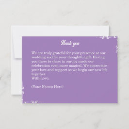Amethyst Paars & Witte Filigraan Bedankkaart
