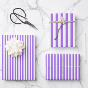 Amethyst Paars & Witte Strepen Inpakpapier Vel