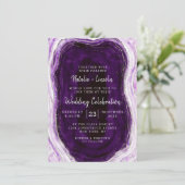 Amethyst Paars & Zilver Geode Agate Snede Trouwdag Kaart (Staand voorkant)