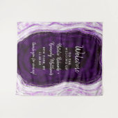 Amethyst Paars & Zilver Geode Trouw Welkom Wandkleed (Voorkant (horizontaal))