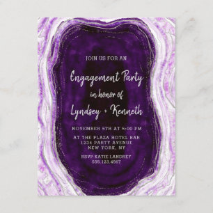 Amethyst Paars & Zilver Geode Verloving Feest Kaart