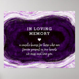 Amethyst Paars & Zilver Ter Nagedachtenis Bord Poster