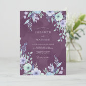 Amethyst Paarse Bladrijke Bruiloft Kaart (Staand voorkant)