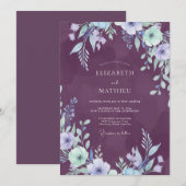 Amethyst Paarse Bladrijke Bruiloft Kaart (Voorkant / Achterkant)