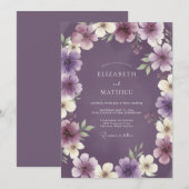 Amethyst Paarse Bloemenkrans Bruiloft Kaart (Voorkant / Achterkant)