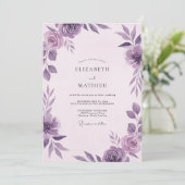 Amethyst Paarse Bloesem Bruiloft Kaart (Staand voorkant)