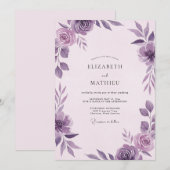 Amethyst Paarse Bloesem Bruiloft Kaart (Voorkant / Achterkant)