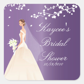 Amethyst Paarse Bruid Vrijgezellenfeest Vierkante  Sticker