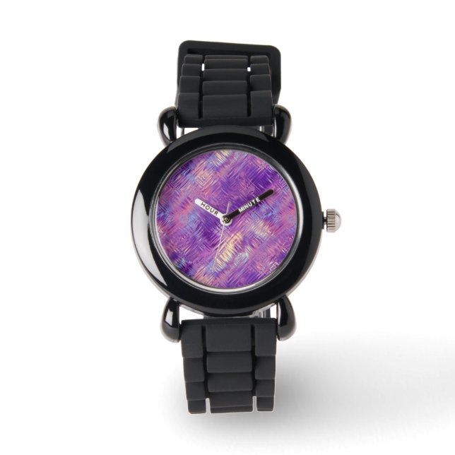 Amethyst Paarse Crystal Gel Textuur Horloge (Voorkant)