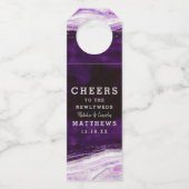 Amethyst Paarse Geode bruiloft Proost & Dank u Flessenhanger (Voorkant)
